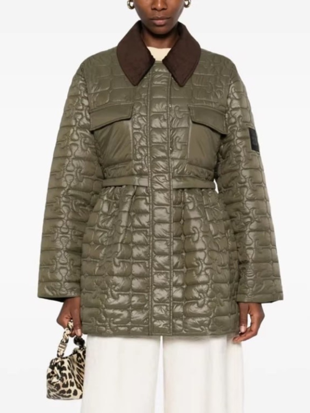 Ganni NWOT Quilt Midi Jacket Dark Green S